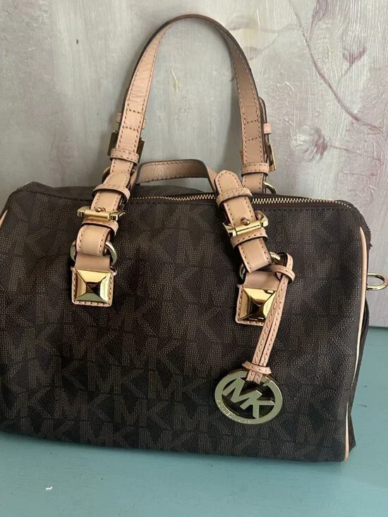 Michael Kors Grayson Monogram Leather Boston Bag Purse Matching Jet Set Wallet - Picture 5 of 16